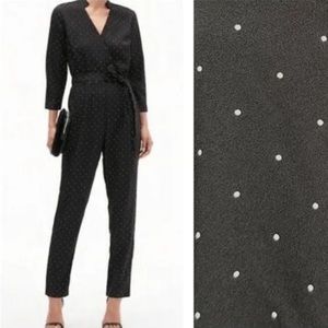 Sz 10 Banana Republic women’s long sleeve black & white polkadot jumpsuit romper